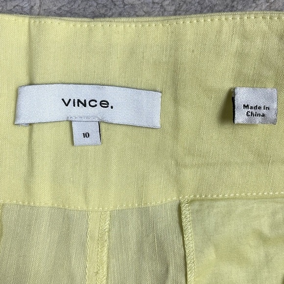 New Vince High Waist Tailored Utility Trouser Pants Pomelo Yellow Linen Sz 10 - Picture 9 of 16